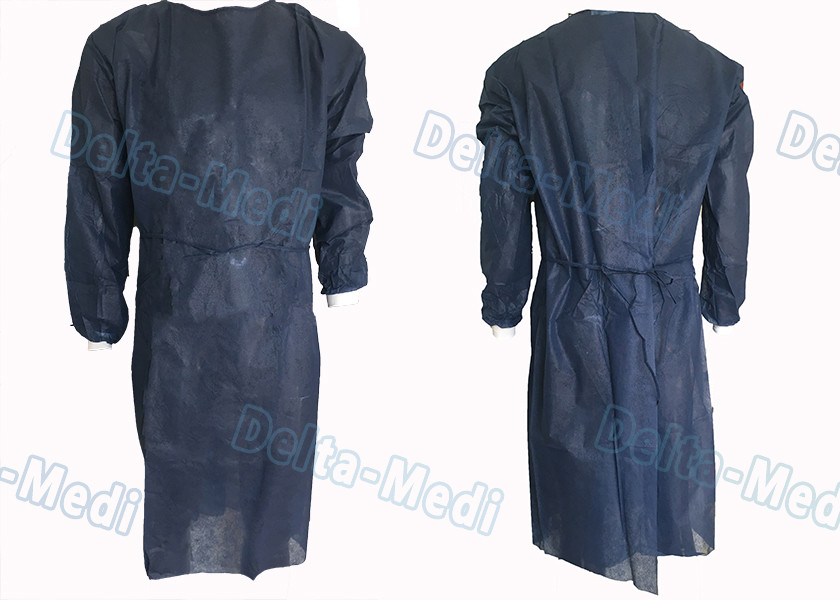 Dark Blue Non Woven Disposable Isolation Gowns Long Sleeve For Medical Surgical Procedures