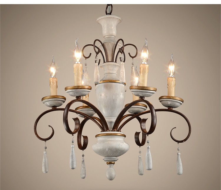 Antique Rustic wood and iron chandelier (WH-CI-29)