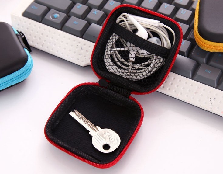 Headphones package EVA fabric 7.5*7.5*3cm black color logo customized