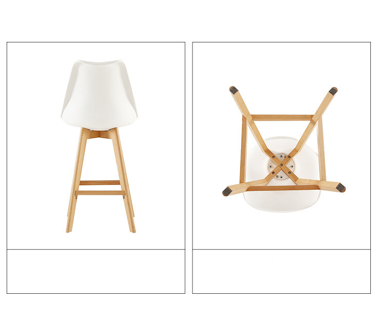Coffee Shop Bar Furniture High Chair Solid Wood Bar Stool with Leather Function Japanese Style