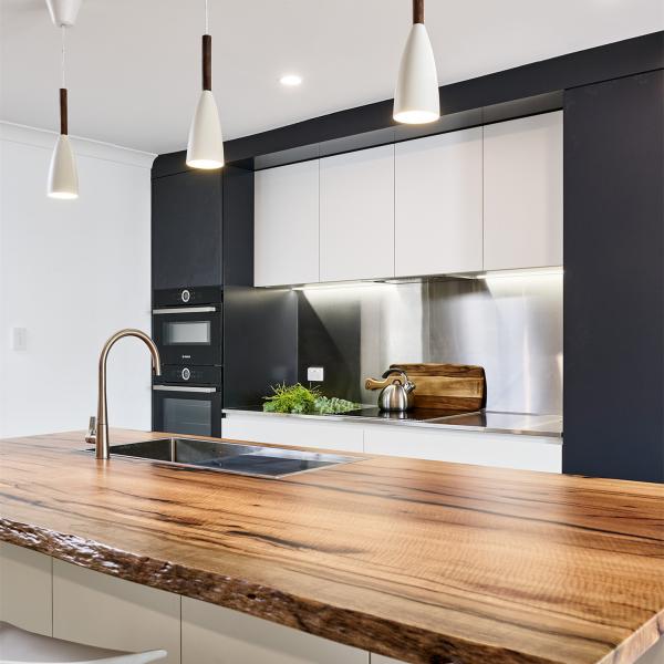 Customized Complete I Shape Lacquer Dining Table Multifunctional White And Black Kitchen Unit Island