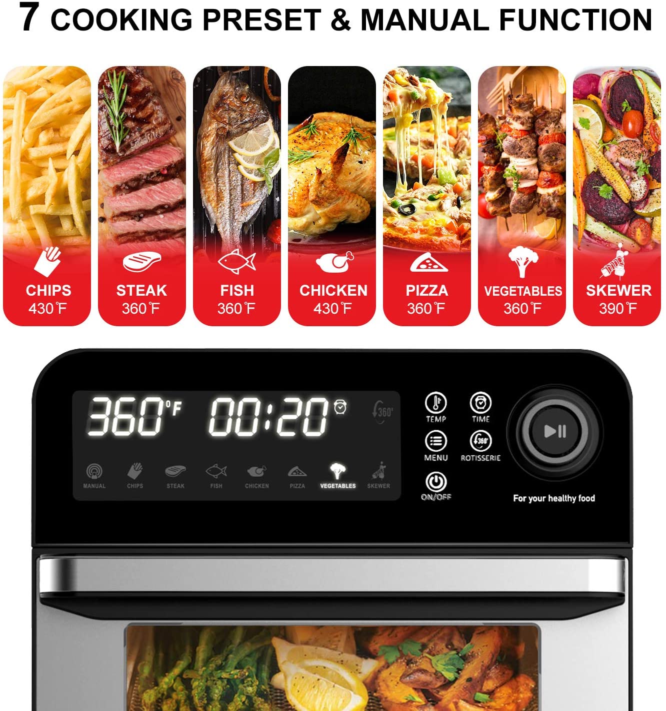 24 Liter 1700W Healthy Digital Air Fryer 360 Without Oil