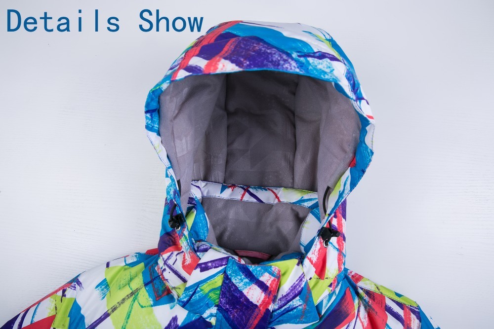 100% nylon2018 new Fashion Printing Bright Color Ladies Jacket Winter Ski Workout Jackets Ski Jacket (size:s-xxl)
