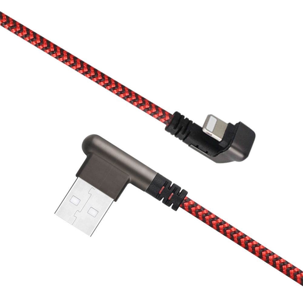 Lightning Right Angle USB Cable Elbow 90 180 Degree 1M 2M 3M Customized