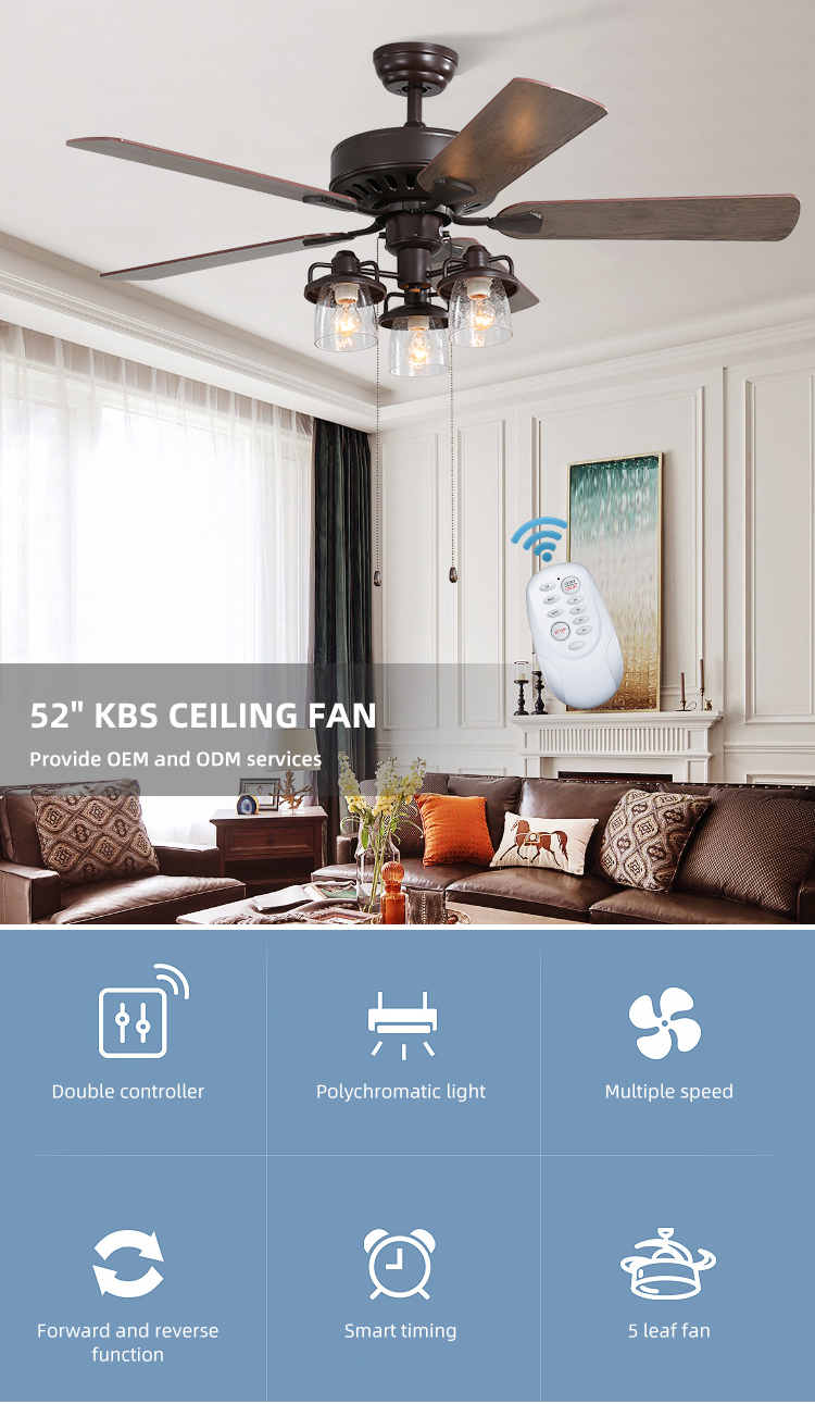 52Inch Crystal Cooling Air Ceiling Fan Light