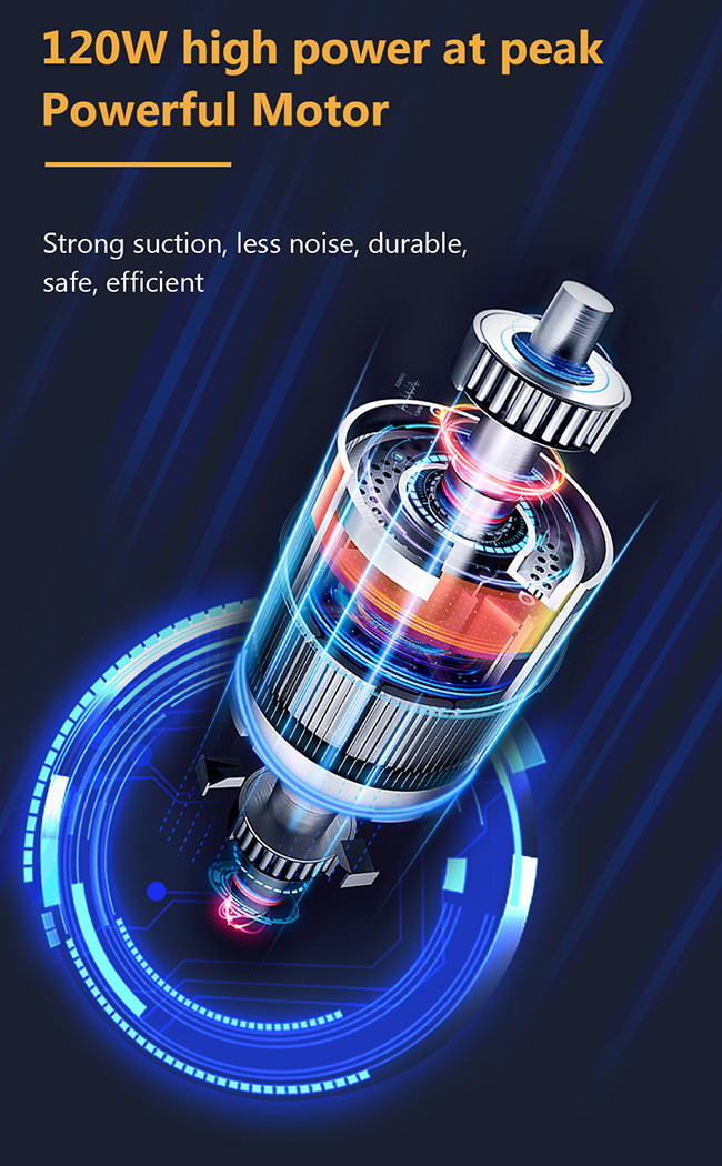 120W Rechargeable Wireless Handheld Car Vacuum Cleaner Mini Cyclone Strong Suction
