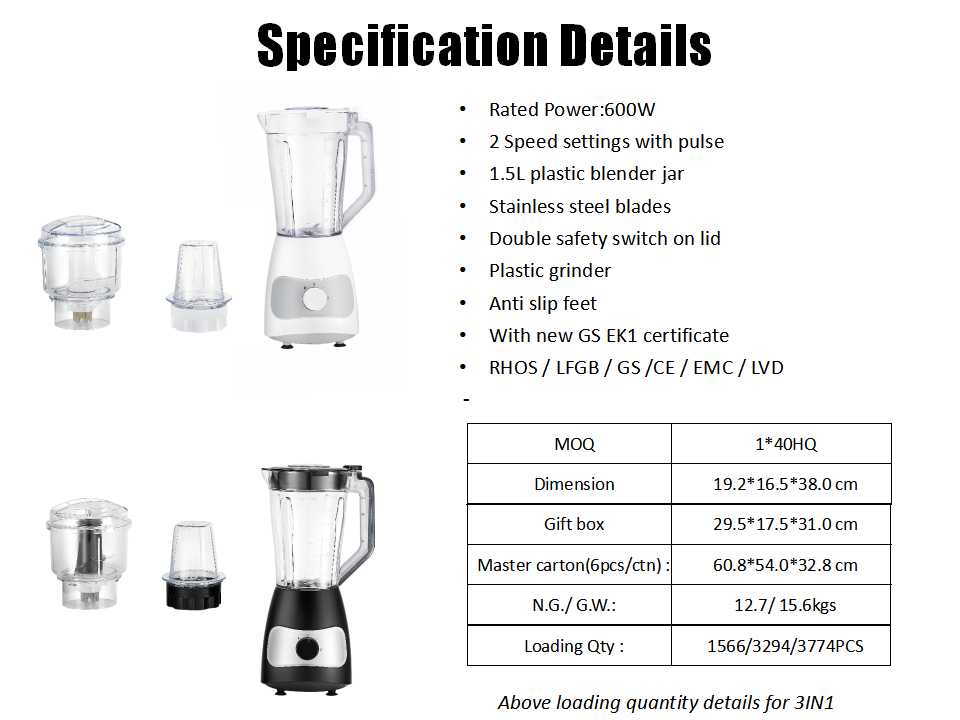 BL816W 600W GS EK1 table blender