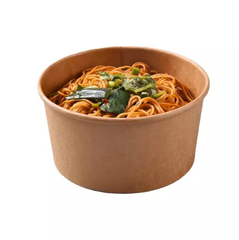 Custom Disposable Rice Salad Ice Cream Food Container Biodegradable Kraft Paper Bowls