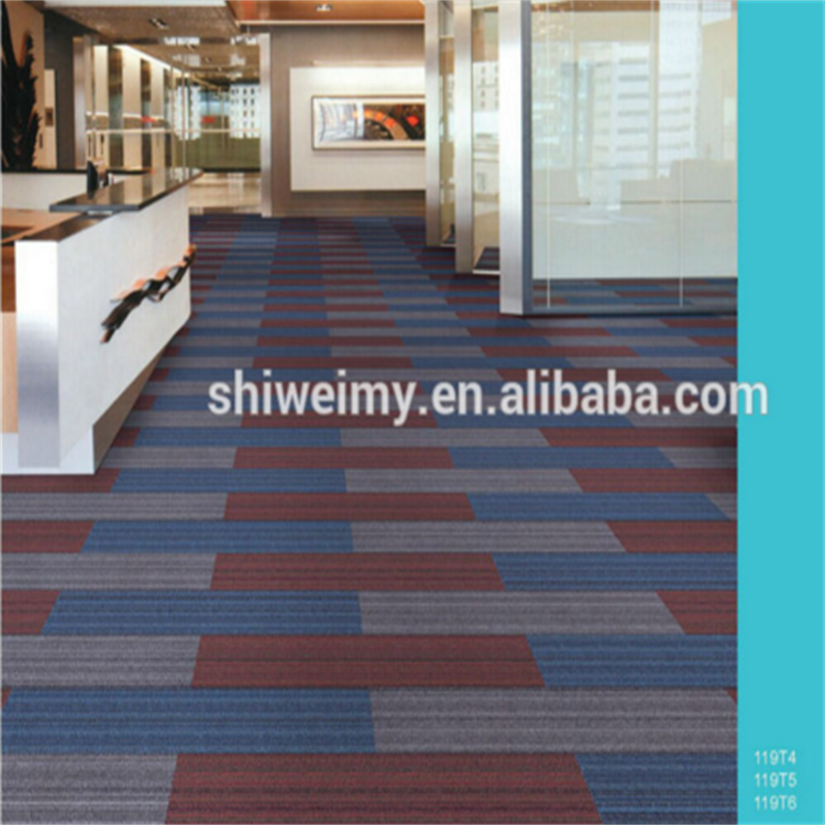 Rectangular shape nylon yarn pvc backing carpet tile