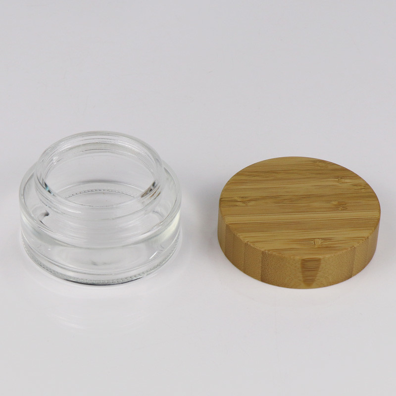 40ml 75ml 180ml Transparent Cosmetic Glass Jars With Bamboo Lid