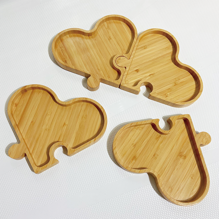 Removable Bamboo Tray Set Dinnerware Type Tray Heart-Shaped Design for Kitchen Serving