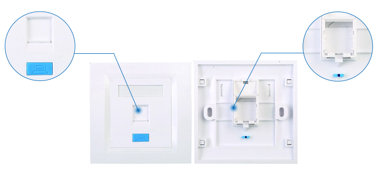 1Port Network Faceplate Socket ABS Material For Cat 5e / Cat 6 ROHS Approved