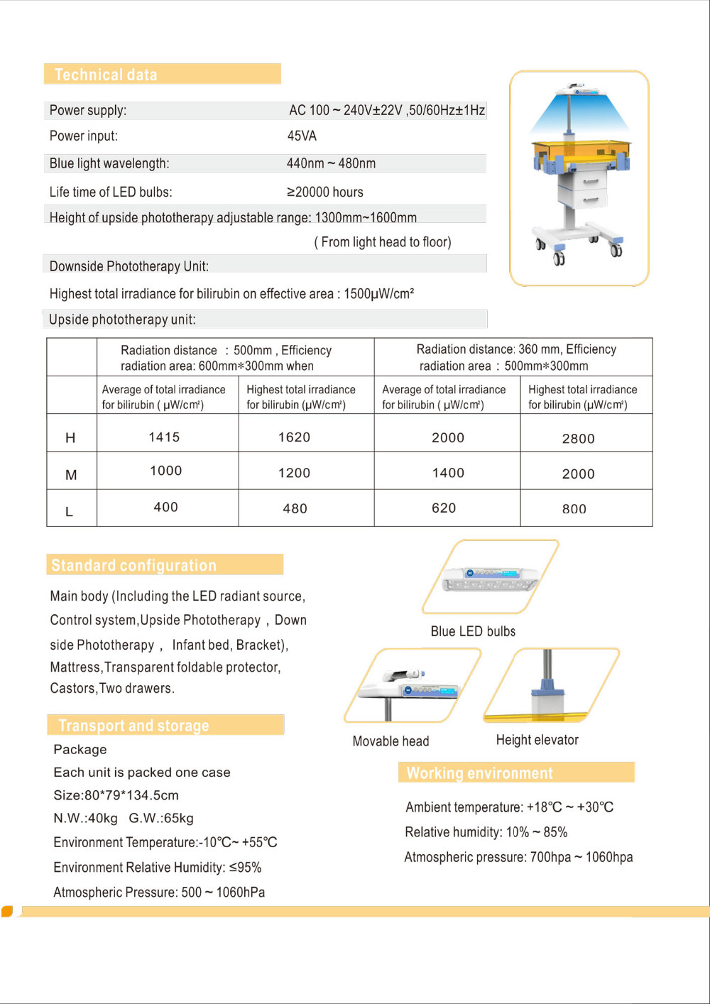 China factory price Double side neonatal LED phototherapy/Infant Phototherapy Unit for medical