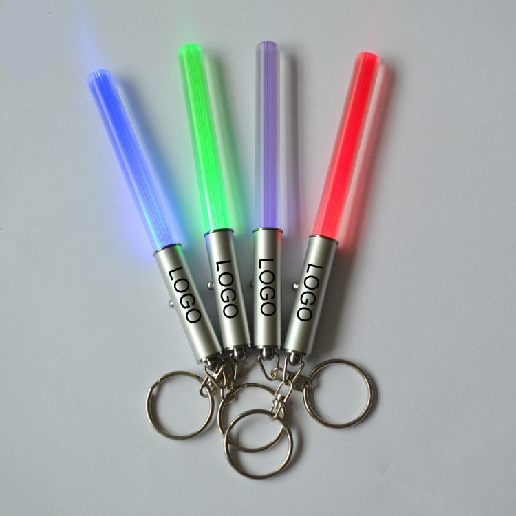 LED light stick key chain 12*1cm Acrylic + aluminum alloy logo customized