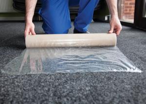 China RH07027 Carpet Protection Film Leaving No Residue With 2 Colors Logo Print wholesale
