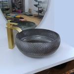 180mm Italian Design Silver Bathroom Sink Bowl Round Blue Table Top Counter Wash
