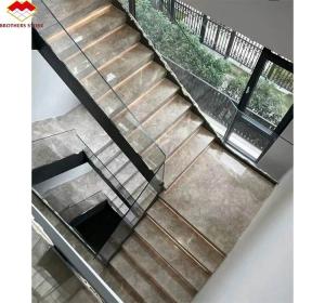 China Natural Stone Straight Stair Modern Indoor Grey Marble Anti Slip Staircase Tiles wholesale
