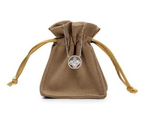 China Brown Microfiber Fabric Drawstring Gift Bags 13x18cm For Bracelet wholesale