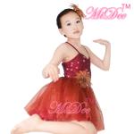 Kids Ballet Dance Costumes Spandex Dress With Sequin Top / Multi - layer Skirt