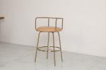 Stainless Steel Bar Chair With Leather Seat High Backrest