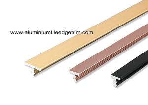 China Anodised Aluminium T Moulding Trim Profile For Display Cabinet / Wardrobe Door wholesale