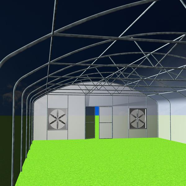 Windproof Single Tunnel Greenhouse With Greenhouse Pad And Fan Cooling System