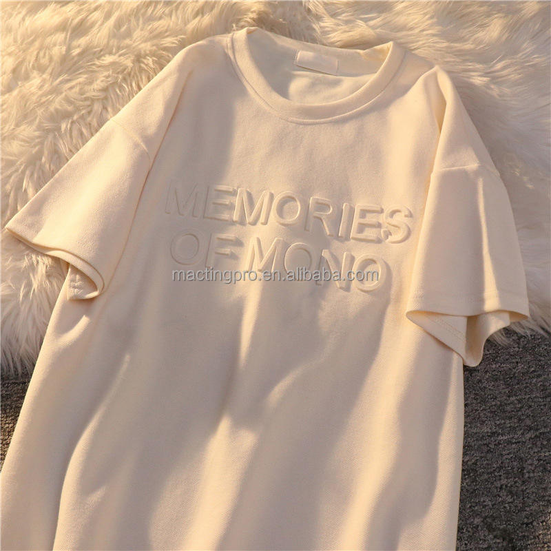 Custom 3d Emboss Print T Shirt for Men Women Embossing Printing Tee Shirt Logo Design