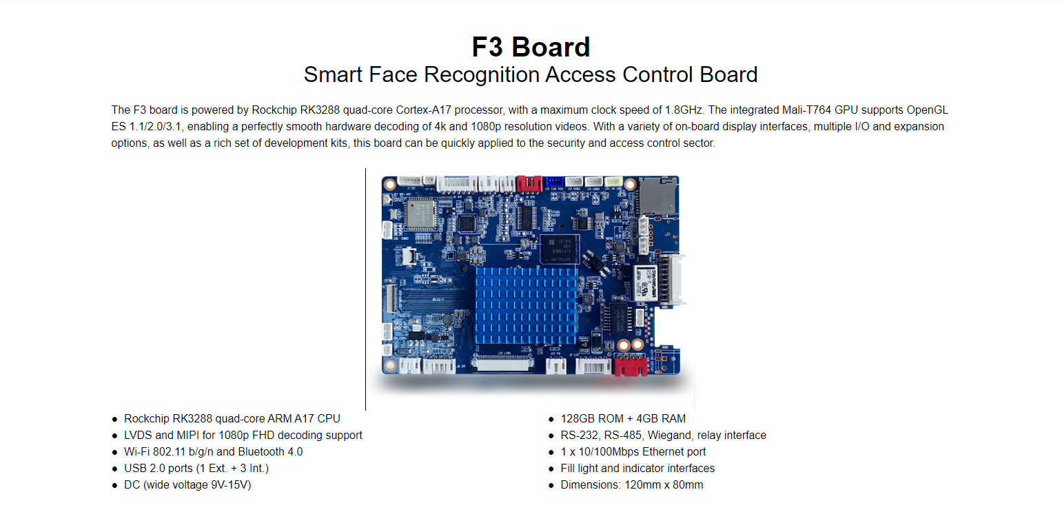 Android 5.1 System Smart Face Recognition Access Control Board Rockchip RK3288