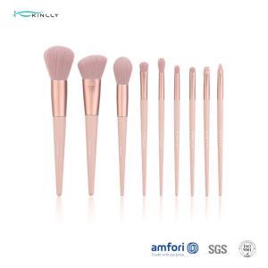 China Poly Bag Light Pink 9pcs Travel Makeup Brush Set wholesale