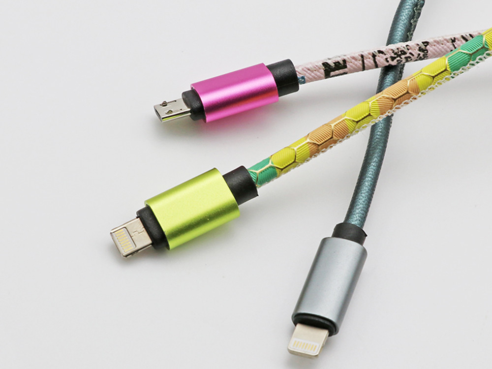 Leather Plait 1M USB Extension Cord For Smartphone Sync Data Charging Red Green