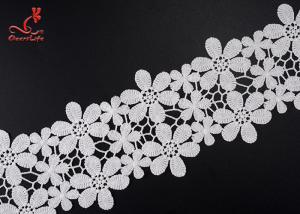 China Beautiful Flower White Embroidered Lace Trim For Wedding Dress wholesale