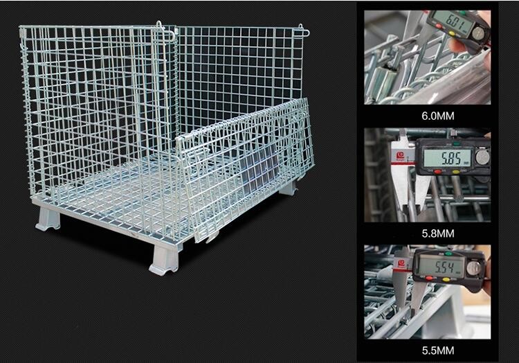 Professional Mesh Storage Cage , Wire Mesh Pallet Cages Hot - Dip Galvanized Finish