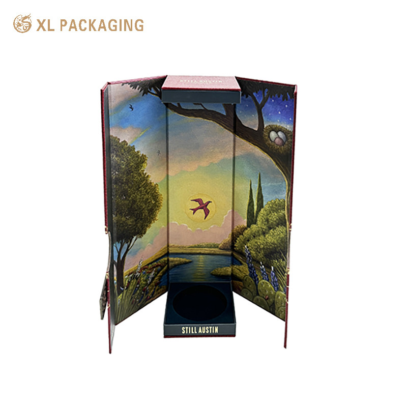 Custom Elegant Whisky Wine Box Double Door Magnet Cardboard Wine Gift Box Packaging With Logo