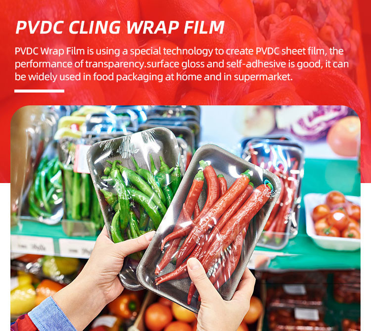 PVDC Cling Film Food Grade High Temperature Resistant Hotel Package Large Roll Slide Cutter Kitchen Microwave Cooking