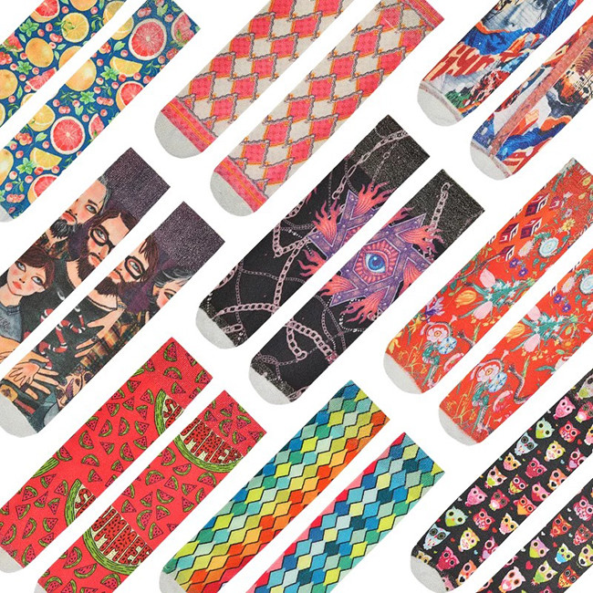 Fashion Novelty Unisex Blank Sublimation Socks Custom Digital 3D Printed Socks