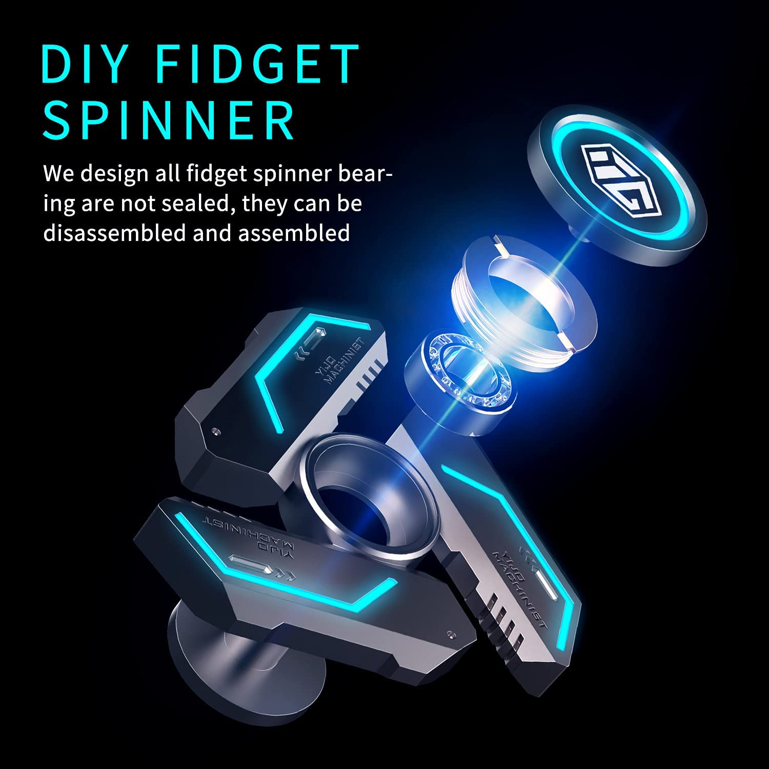 Metal Fidget Spinners Toys Luminous Sensory Hand Fidget Anxiety Toys for Party Favors