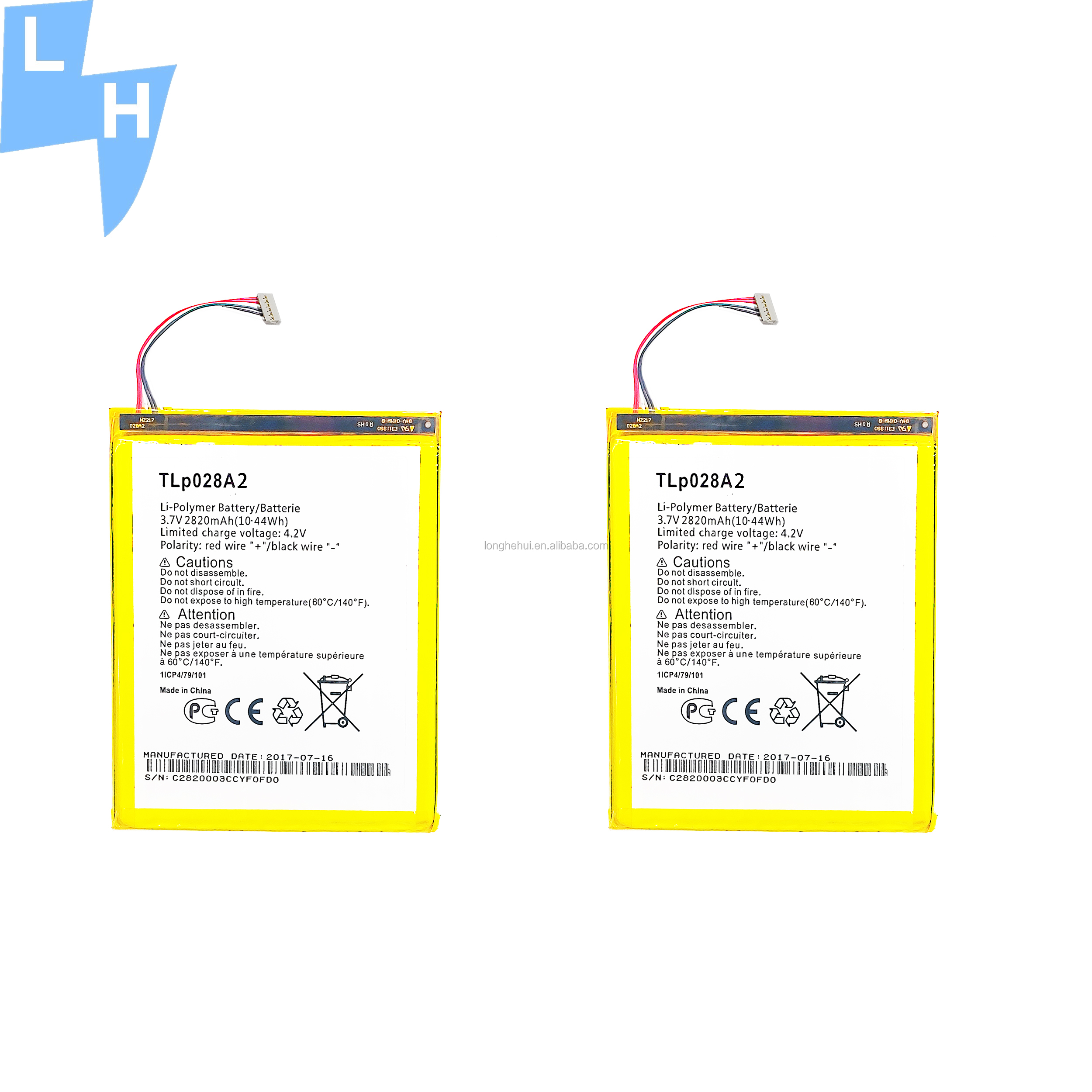 Stock 2820mAh TLP028A2 Mobile Phone Battery for Alcatel Neon 1216 OT1216 in White