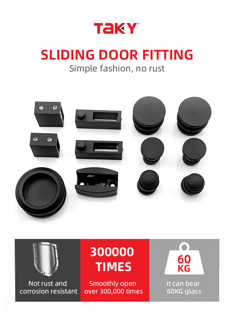 High Load Bearing 60kg Single Glass Door Sliding System with 10-12mm Thick Safe Glass