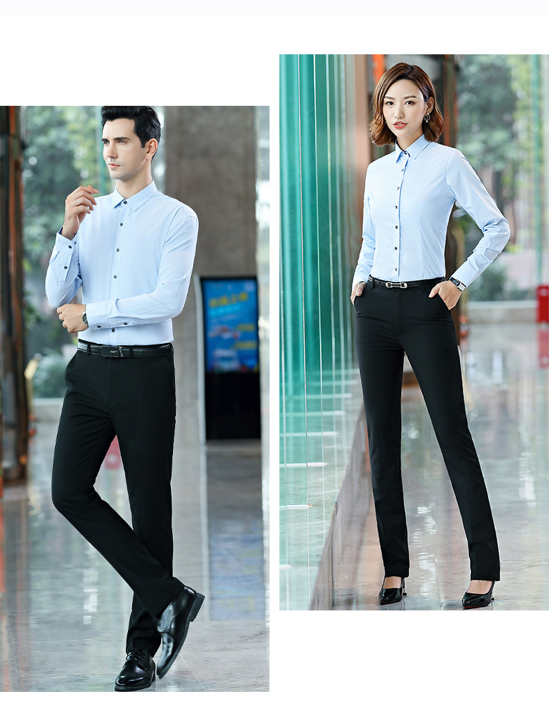 Solid Pattern Breathable 100% Cotton Long Sleeve Formal Dress Shirt for Men and Women