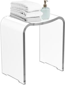 China Transparent Custom Acrylic Furniture U Shape Acrylic Shower Bench Bathroom Stool wholesale