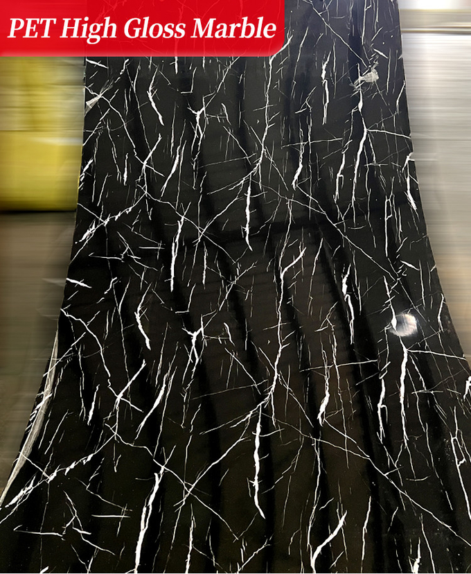 Bathroom High Gloss PET PVC Marble Wall Panels Bamboo Charcoal Board