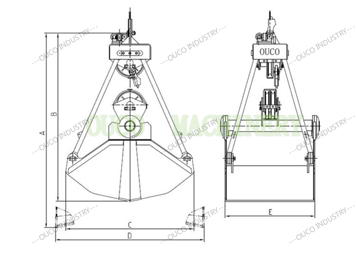 Mechanical clamshell grab GA drawing