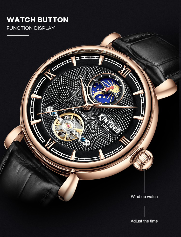 Mens automatic mechanical watch luxury brand KINYUED tourbillon automatic movement mechanical watch