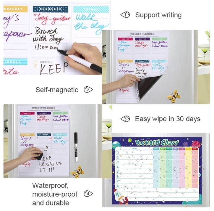 Flexiable Magnetic Weekly Planner , Artpaper Refrigerator Dry Erase Calendar