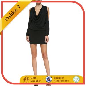 China Women Knitted Draped Cold-Shoulder Dress wholesale