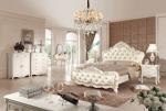 Guangzhou french white leather queen size bed loft bed 6028