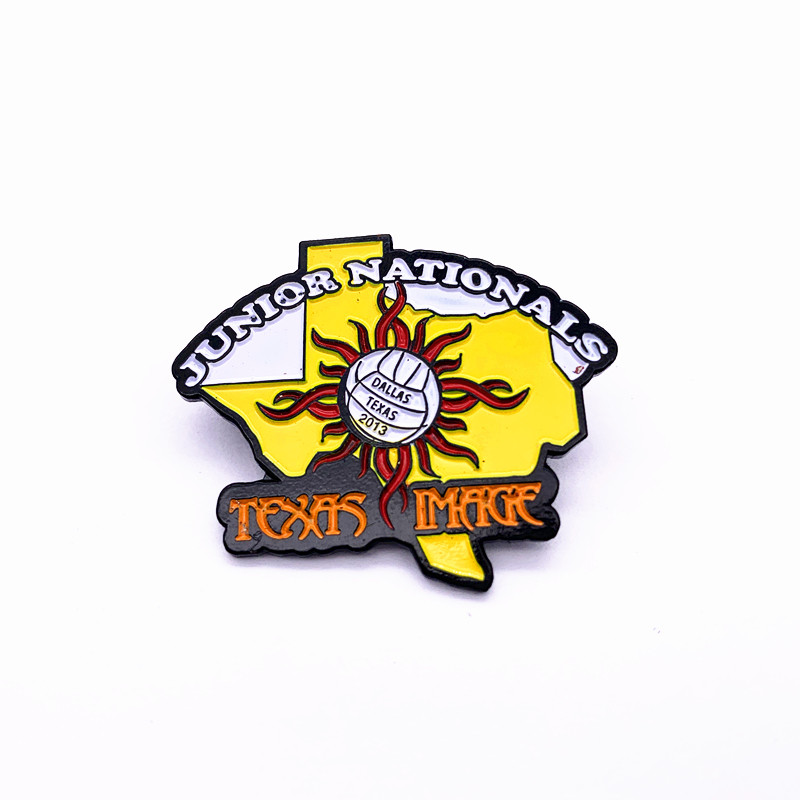 Dye Black Metal Sports Trading Pins Iron Soft Enamel Glitter Safety Pins