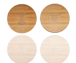 China Dual USB Bamboo Made 10W Fast Charging Portable Wireless Charger 9V 2-3A wholesale