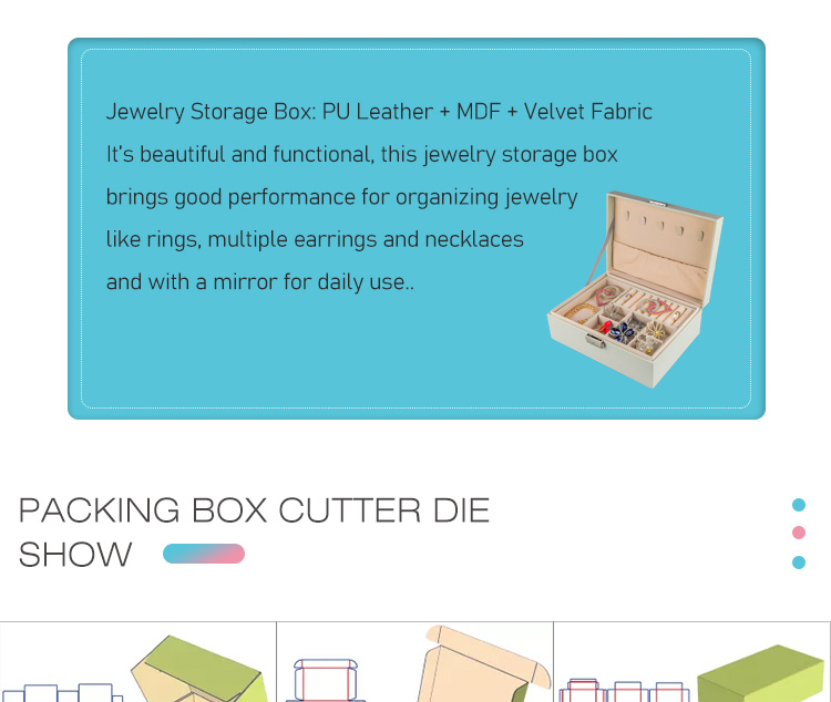 PU Leather Jewelry Storage Case Jewellery Travel Organiser Packaging For Earrings Necklace Rings Storage