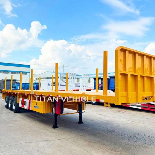 TITAN 3 Axle Flatbed Trailer wilth Columns Wood Log Trailer Timber Trailer Wood